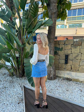 Load image into Gallery viewer, cream top, cream corset top, long sleeved corset top, balloon sleeved corset top, going out top, cream going out top