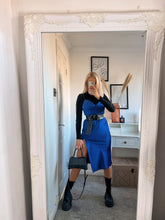 Load image into Gallery viewer, San Antonio satin midi dress blue