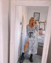 Load image into Gallery viewer, Zebra print midi dress