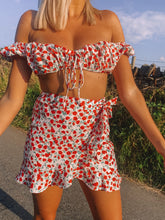Load image into Gallery viewer, Azura Rose set - Wrap ruffle mini skirt
